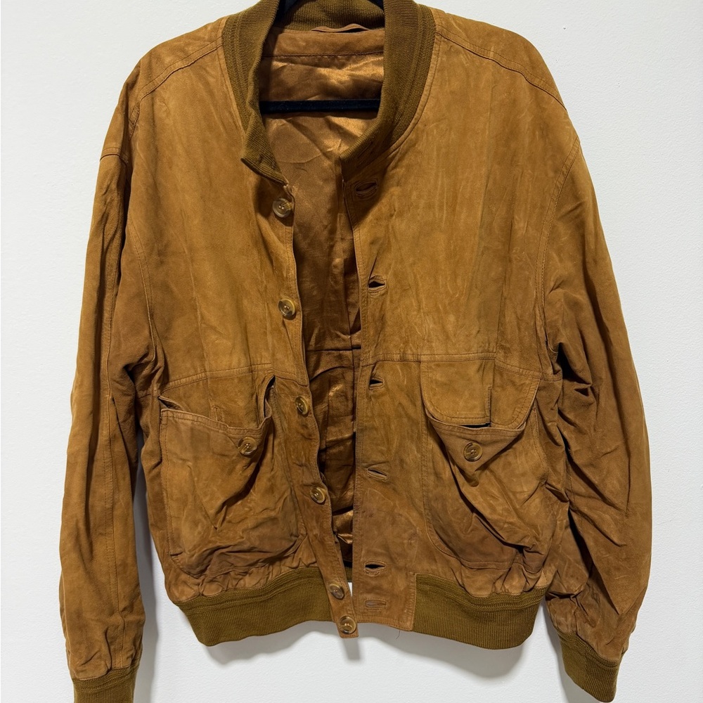 Men's Suede Brown Bomber Jacket